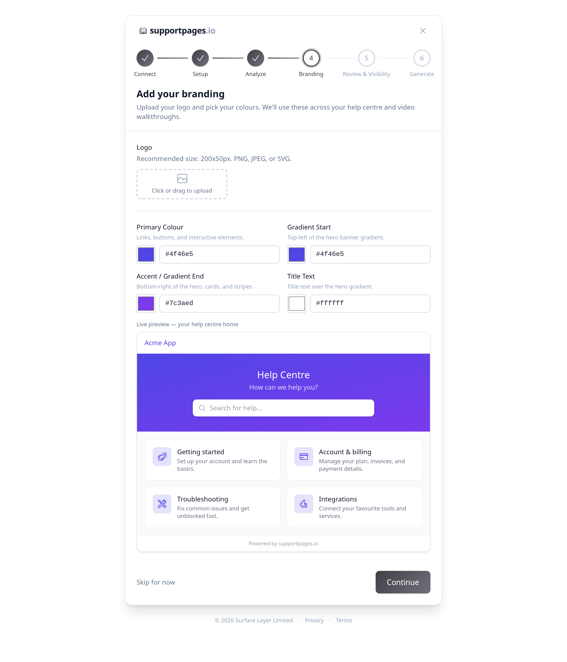 Review the detected brand colours illustration
