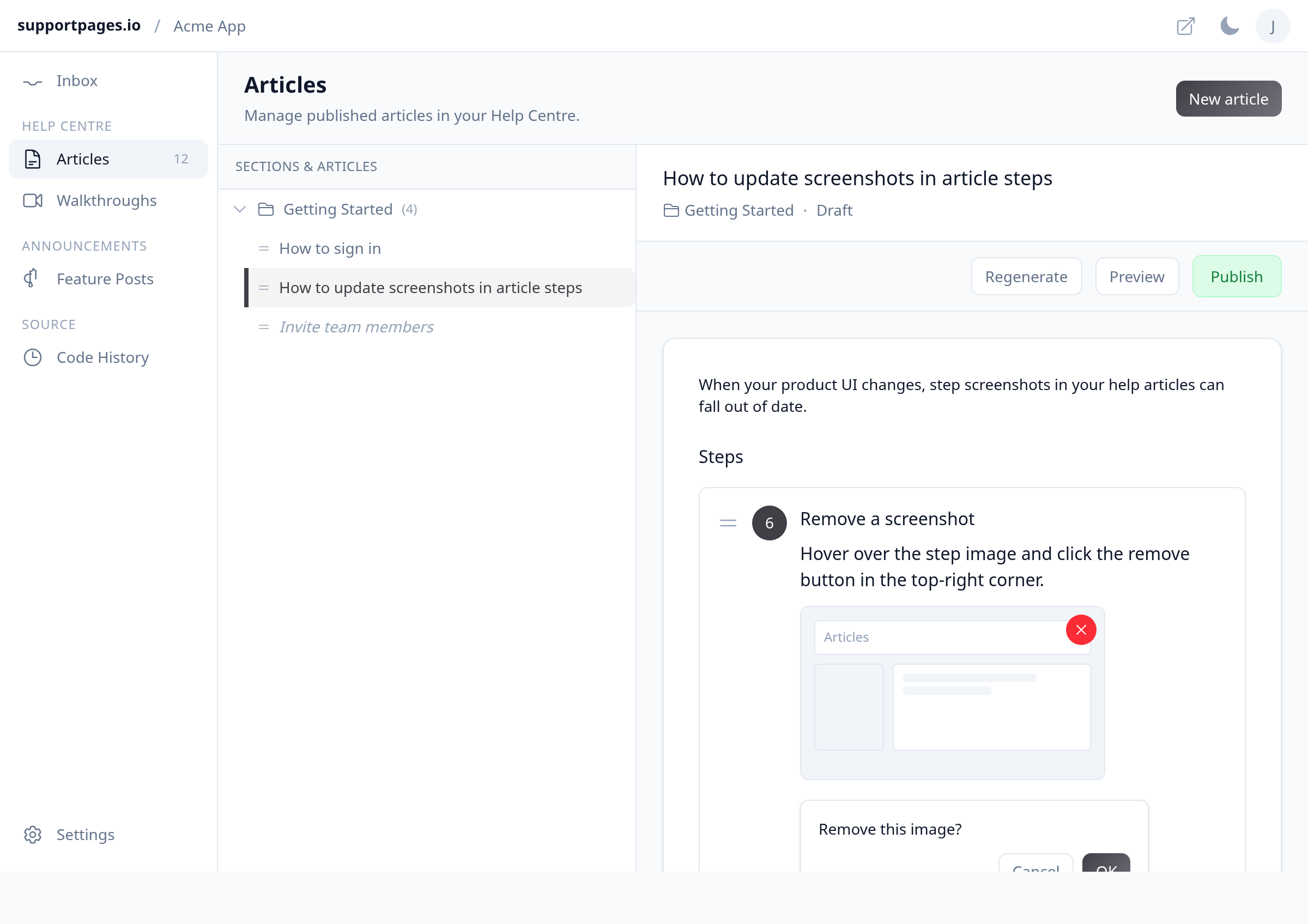 Remove a screenshot illustration