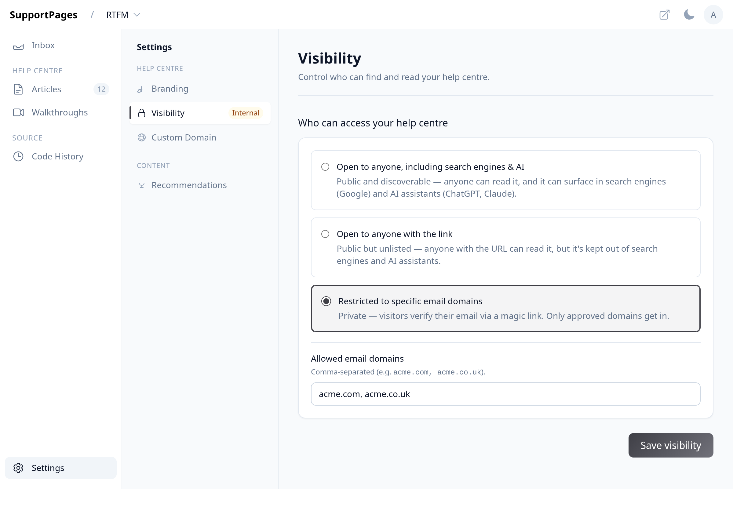 Check whether their email domain is on your allowed list illustration